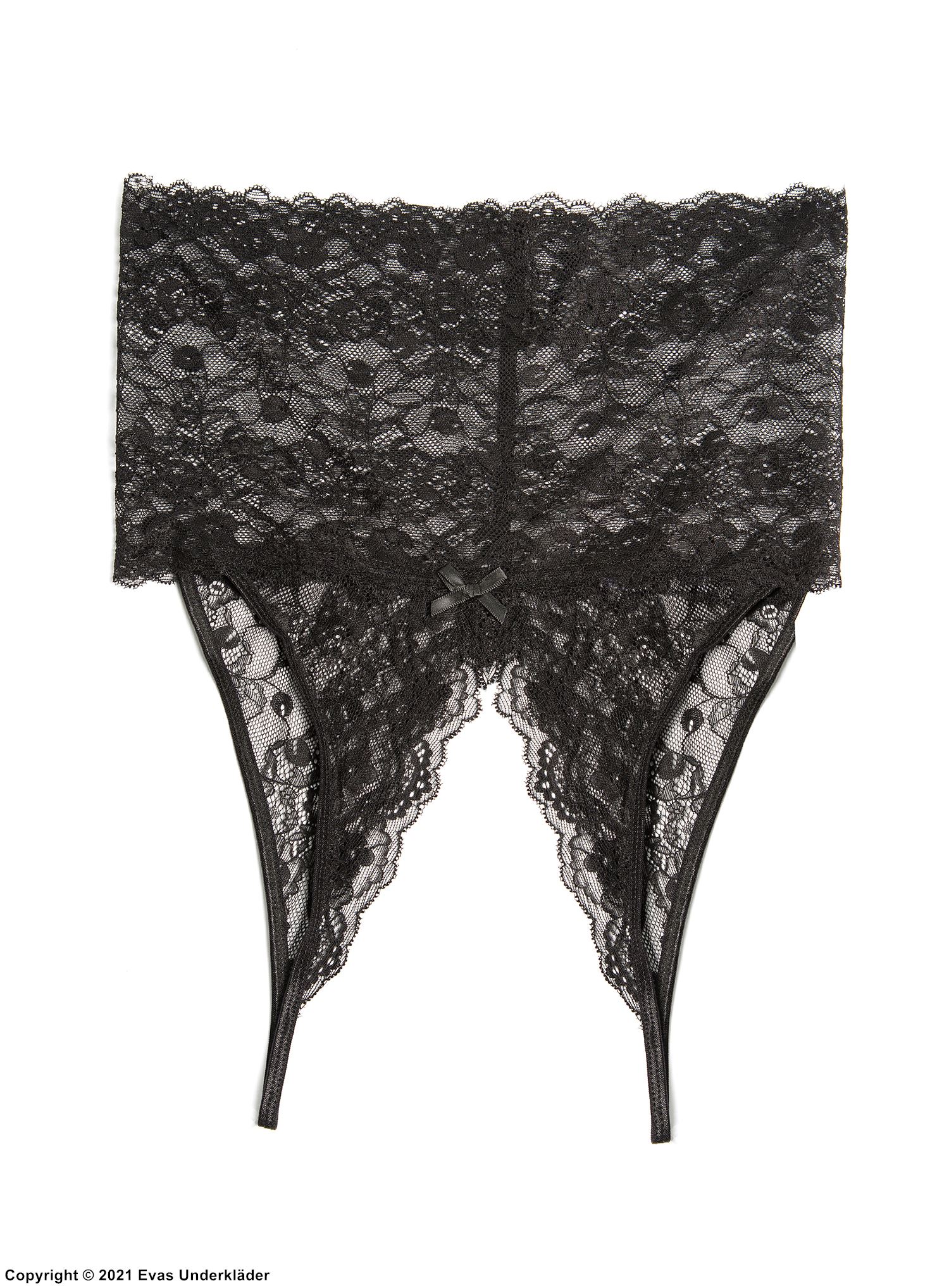 Crotchless panties, stretch lace, high waist